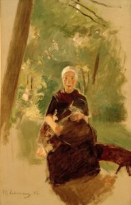 Joven madre bajo los árboles de Max Liebermann